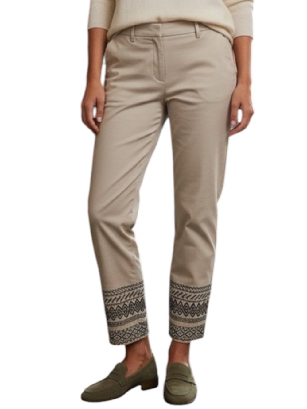 ANN TAYLOR White Ankle Pants Sz 12 Curvy Fit Embroidered—NWT $109